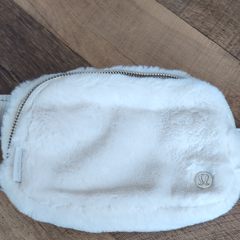 Lululemon White Furry Belt Bag